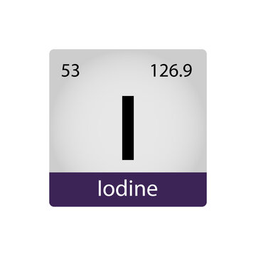53 chemistry element. Iodine element periodic table. Cadmium concept. Vector illustration perfect for cards, posters, stickers.