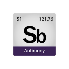 51 chemistry element. Antimony element periodic table. Cadmium concept. Vector illustration perfect for cards, posters, stickers.