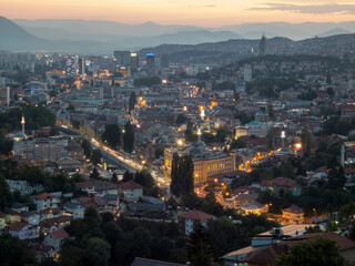 sunset over the city