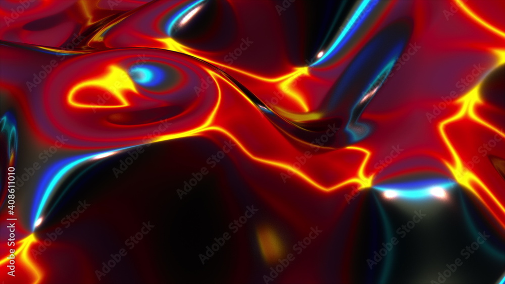 Fototapete computer generated realistic background of weaving iridescent fabric, 3d rendering background