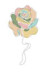 Vector Illustration of Abstract Flower Line Art with Color Background. Good for Cover, Poster, Card, and other.
