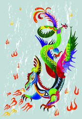 Stylized Dragon, a mythological creature in the Chinese style. Symbolizes joy. Chinese New Year 2024. Oriental calendar symbol. 