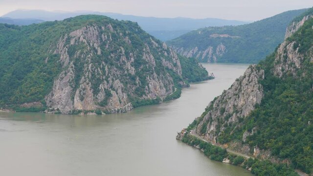 Danube river defile at the entrance in Romania