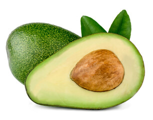 Avocado and a half isolated on a white background