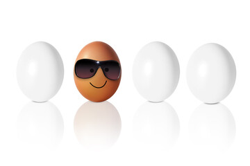 Braunes Ei mit Sonnenbrille, freistehend 