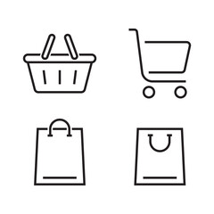 Shopping cart vector icon set