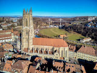 Stadt Fribourg, Poya und Zaehringen brücke, Schweiz , Winter