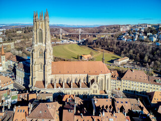 Stadt Fribourg, Poya und Zaehringen brücke, Schweiz , Winter