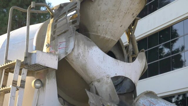 Concrete mixer on the construction site in slow motion 180fps