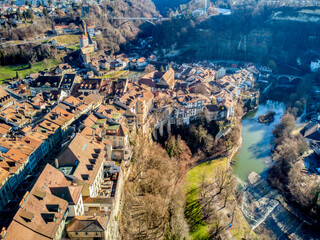 Stadt Fribourg, Poya und Zaehringen brücke, Schweiz , Winter