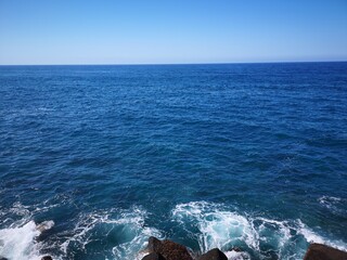 waves crashing on rocks in Mediterranean sea