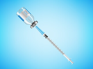 Vaccine bottle and syringe, Corona virus Covid 19 vaccine, vector illustration