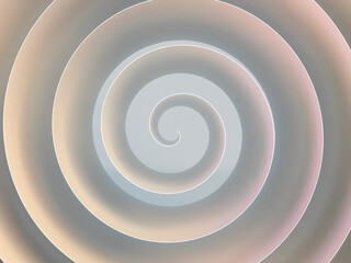 White spiral with soft colorful illumination, abstract 3d