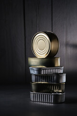 Closed cans of canned food
