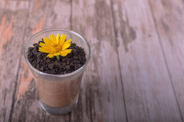 Chocolate mousse with crushed chocolate cookies