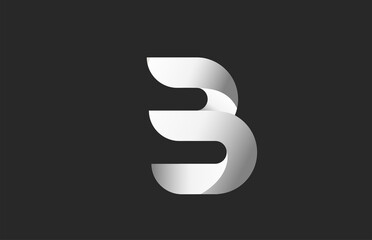B black and white gradient alphabet letter logo for branding and business. Design for lettering and corporate identity. Creative template icon