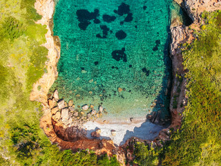 Majestic view over the beach of Kokkinokastro in Alonnisos island, Greece