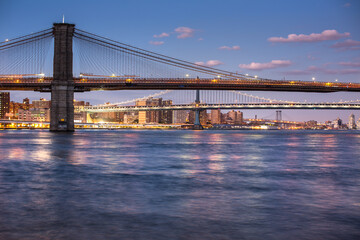 New York City NYC Manhattan Downtown with Brooklyn Bridge