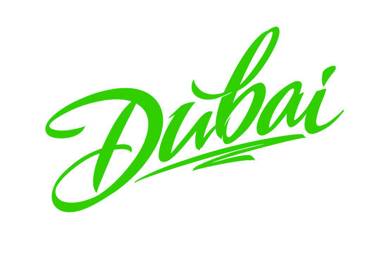 Dubai lettering design for t-shirt, mug, poster, sticker. Vector hand drawn inscription. Apparel Print.	
