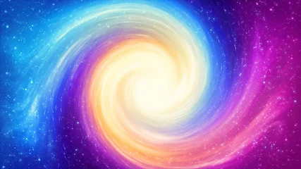 Foto op Canvas Background of a bright multicolored energy spiral in a space environment full of stars © Martín Férriz