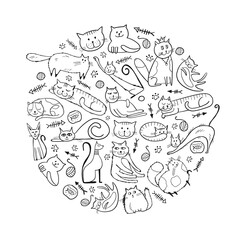 World Cats Day. Collection of cats character for your design