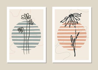 Botanical wall art vector set. Abstract pattern of  branches for collages, posters, covers, ideal for wall decoration. Vector.