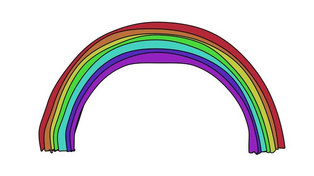 Animated rainbow with cartoon style isolated on white background