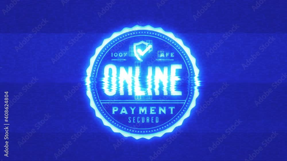 Aufkleber cyber electronics online secure payment technology seal animation/ 4k animation of an online secured