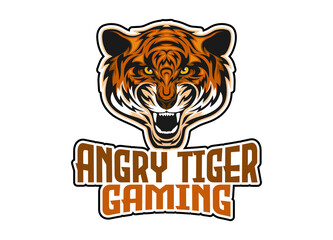 Giant tiger head gaming logo vector