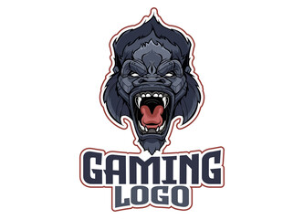Giant gorilla head gaming logo vector	