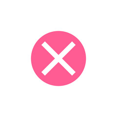 Obraz premium White X on red circle, ban, warning, button, symbol, vector illustration