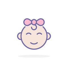 Baby girl icon in filled outline style.