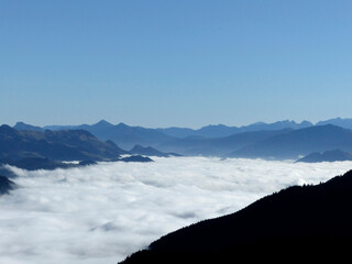 Grosser Traithen mountain crossing to Kleiner Traithen mountain, Bavaria, Germany