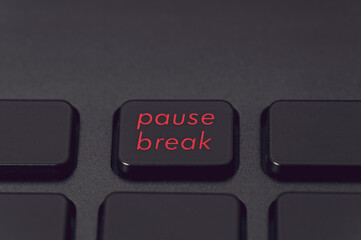 pause button close-up, copy space on top, tinted image