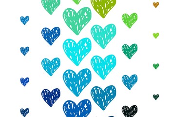 Light Blue, Green vector texture with lovely hearts.