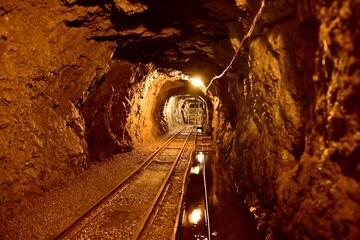 Gold Mine in Złoty Stok in Lower Silesia, underground tunnel - obrazy, fototapety, plakaty