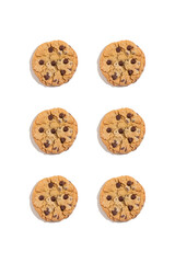 chocolate chip cookies isolated on white background