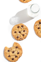 chocolate chip cookies on white background