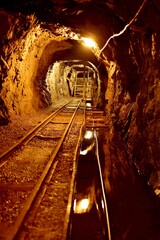 Gold Mine in Złoty Stok in Lower Silesia, underground tunnel
