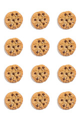 chocolate chip cookies isolated on white