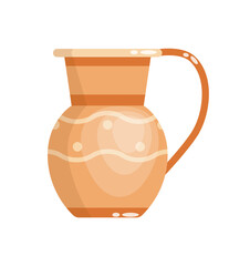 Greek vase in ancient style as template for Interior. Greece culture ceramic urn in traditional color and form. Vector greek antiquity amphora