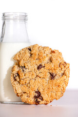 oatmeal cookies and glass of milk
