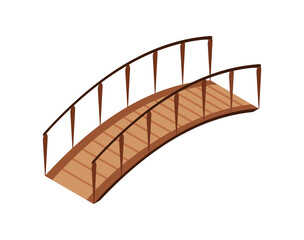 Vector isometric bridge icon. 3d isolated drawing element of a modern urban infrastructure for games or applications. City transport organization object, road crossing, construction architecture