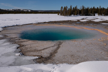 Prismatic Pool Winter Day Yellowstone National Park