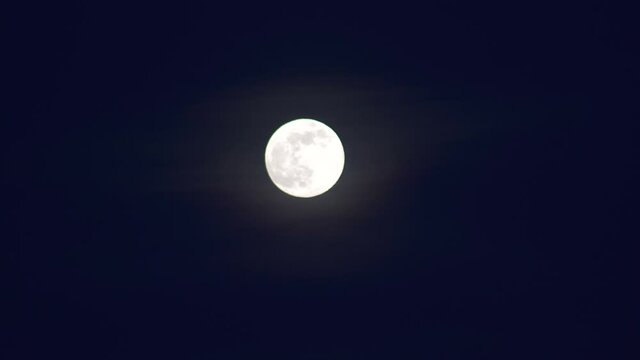 Full Moon Rising In The Dark Night Sky