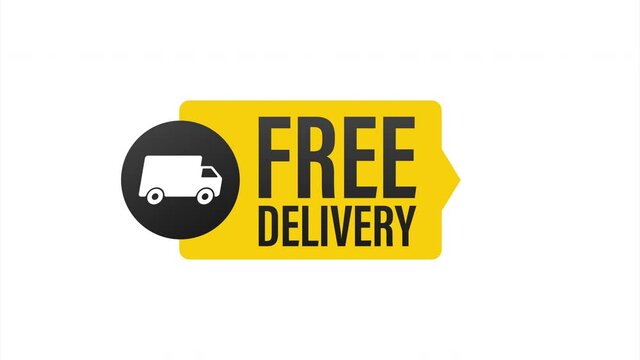 Free delivery. Badge with truck. Price tag. stock illustrtaion.