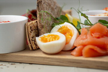 Scandinavian seafood planner - smoked salmon, gravalax, lobster tails, boiled eggs