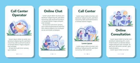 Call center or technical support mobile application banner set