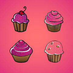Set of cakes.Isolated vector sign symbol. Vector illustration.