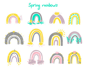 Spring rainbows set.
